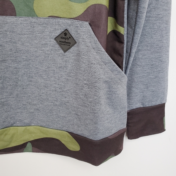 NWT Hoodie SIMPLY Southern Sz Small Grey & Camo - Picture 5 of 9